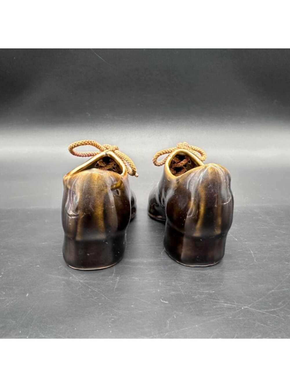 Antique Oxford Shoe Figurines German Brown Ceramic Circa Planters Trinket Dishes - Picture 4 of 13